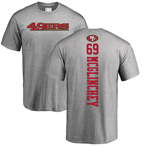 Men San Francisco 49ers Ash Mike McGlinchey Backer #69 NFL T Shirt->san francisco 49ers->NFL Jersey